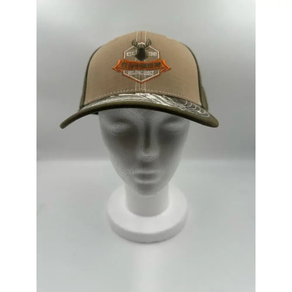 Willow Creek Inn Hunting Lodge Baseball Cap Hat - Adjustable - Tan Green